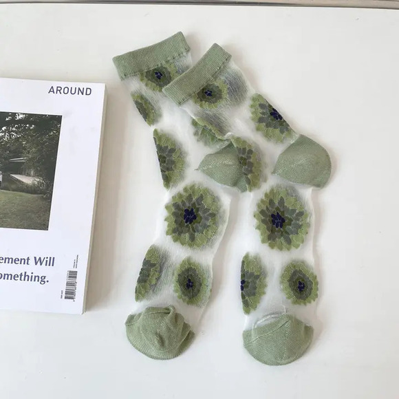 Accessories - X12  Dopamine Sunflower Sheer Mesh Socks One Size